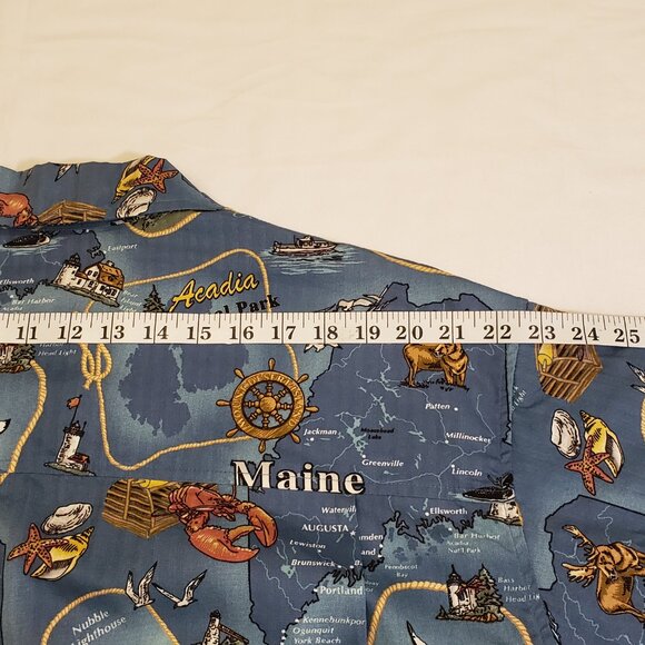David Carey Originals Button Up Graphic Print State Shirt Maine Men's XL - Picture 7 of 12
